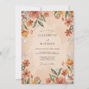 Invitación Boda de flores silvestres de óxido ocre