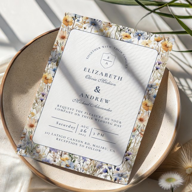 Invitación Boda de flores silvestres de pradera dorada (Subido por el creador)