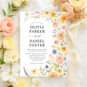 Invitación Boda de flores silvestres de pradera en primavera