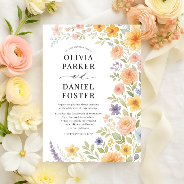 Invitación Boda de flores silvestres de pradera en primavera (Subido por el creador)