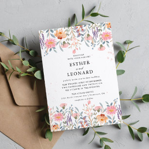 Invitación Boda de flores silvestres de primavera colorida