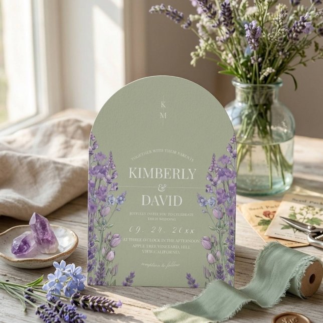 Invitación Boda de flores silvestres de salvia (Subido por el creador)
