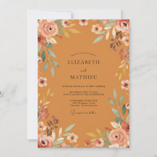 Invitación Boda de flores silvestres de terracota de prado
