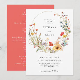Invitación Boda de flores silvestres de verano todo en uno