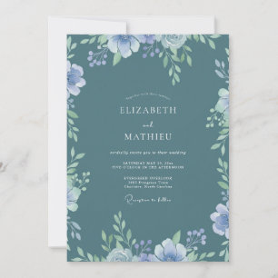 Invitación Boda de flores silvestres de vincapervinca de acer