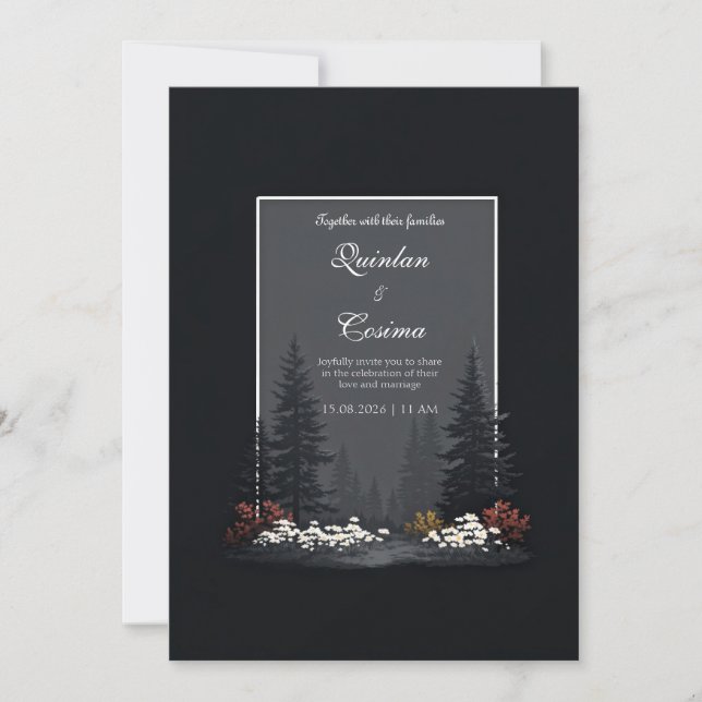 Invitación Boda de flores silvestres del bosque nórdico tempe (Anverso)