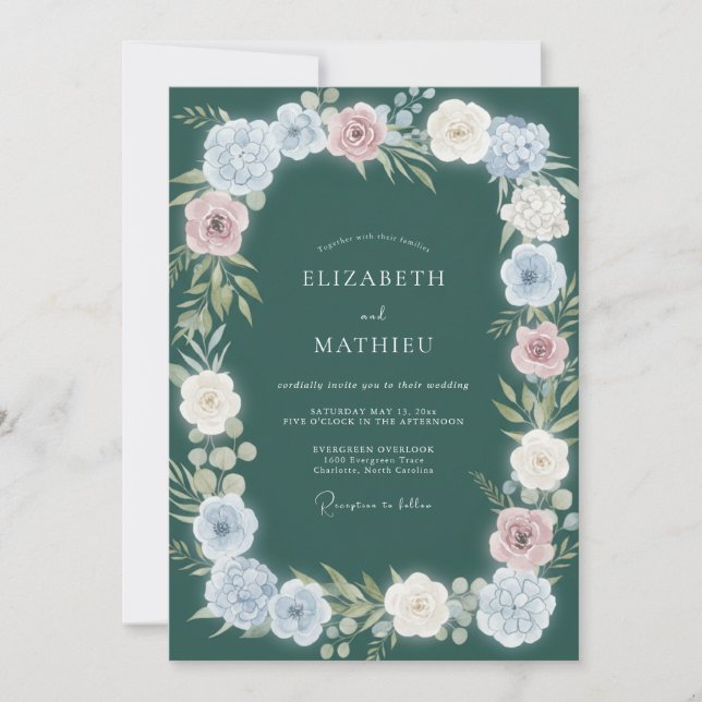 Invitación Boda de flores silvestres del bosque profundo (Anverso)