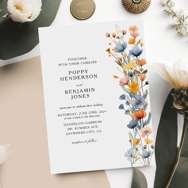 Invitación Boda de flores silvestres delicadas (Subido por el creador)