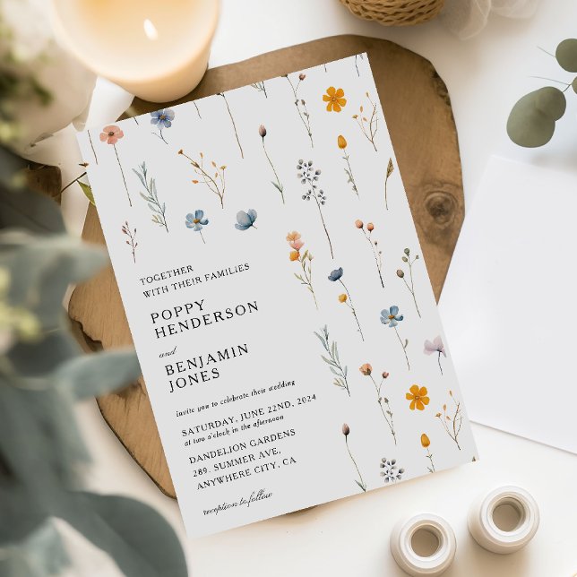 Invitación Boda de flores silvestres delicadas (Subido por el creador)