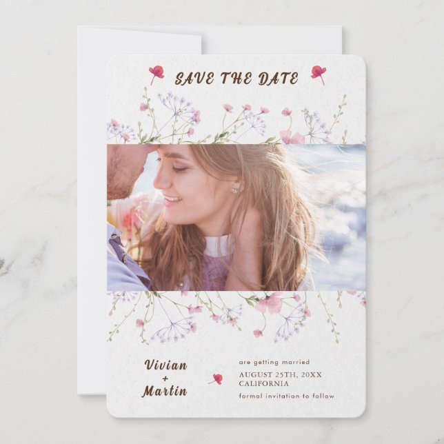 Invitación Boda de flores silvestres delicadas de primavera S (Anverso)