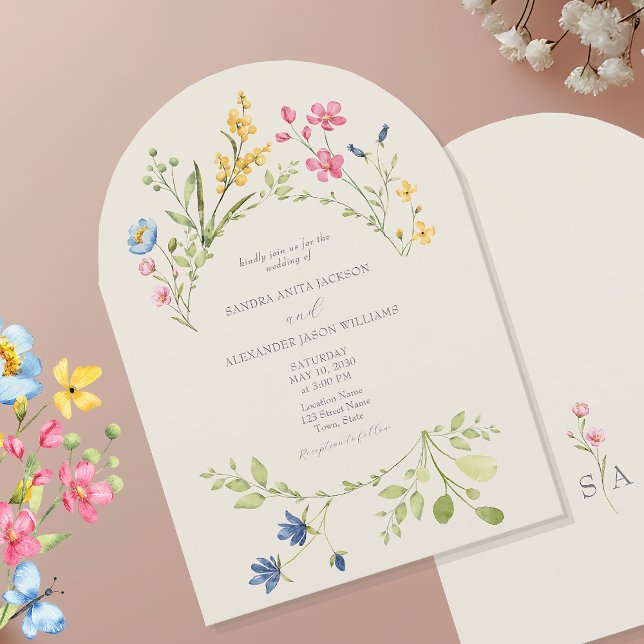 Invitación Boda de flores silvestres elegantes  (Subido por el creador)