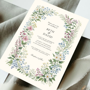 Invitación Boda de flores silvestres en acuarela