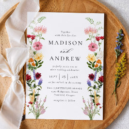 Invitación Boda de flores silvestres en acuarela colorida