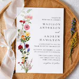 Invitación Boda de flores silvestres en acuarela colorida