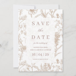 Invitación Boda de flores silvestres en Chinoiserie Beige Sal