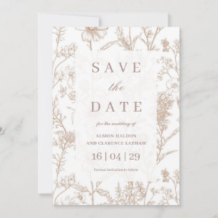 Invitación Boda de flores silvestres en Chinoiserie Beige Sal