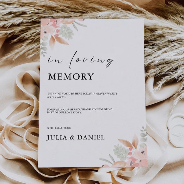 Invitación Boda De Flores Silvestres En El Rótulo De Memoria  (Wildflower Wedding In Loving Memory Sign, Invitation)