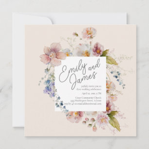 Invitación Boda de flores silvestres en jardín exuberante