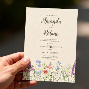 Invitación Boda de flores silvestres en jardín rústico