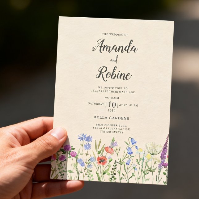 Invitación Boda de flores silvestres en jardín rústico (Subido por el creador)