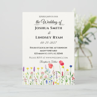 Invitación Boda de flores silvestres en pradera caprichosa