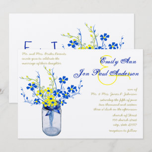 Invitación Boda de flores silvestres en tarro de mason amaril