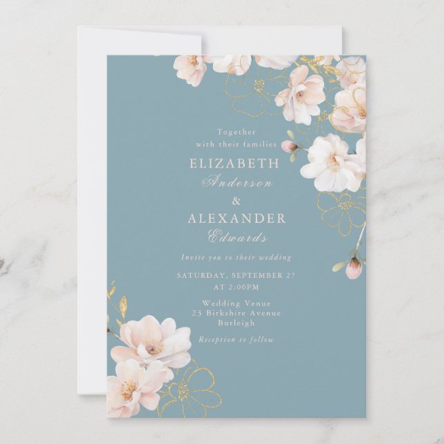 Invitación Boda de flores silvestres encantadas de Florals (Anverso)