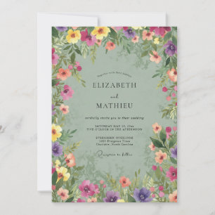 Invitación Boda de flores silvestres espuma de mar