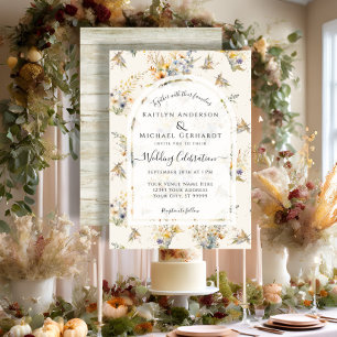 Invitación Boda de flores silvestres florales de calabaza de 
