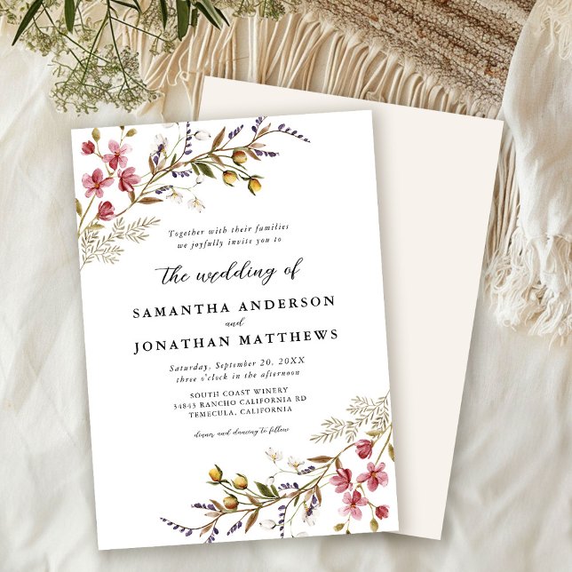 Invitación Boda de Flores Silvestres Florales Modernas (Subido por el creador)