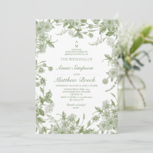 Invitación Boda de flores silvestres francesas todo en uno ve
