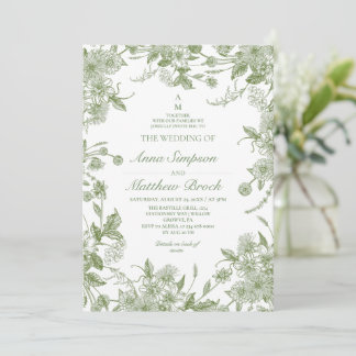 Invitación Boda de flores silvestres francesas todo en uno ve