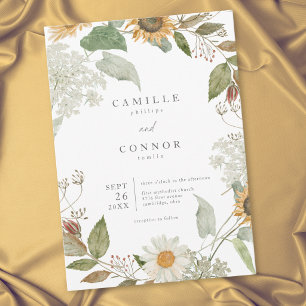 Invitación Boda de flores silvestres girasoles florales rústi