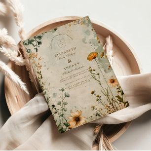 Invitación Boda de flores silvestres Golden Meadow