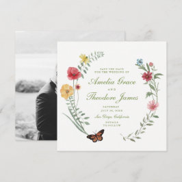 Invitación Boda de flores silvestres guardar la fecha