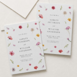 Invitación Boda de flores silvestres guardar la fecha