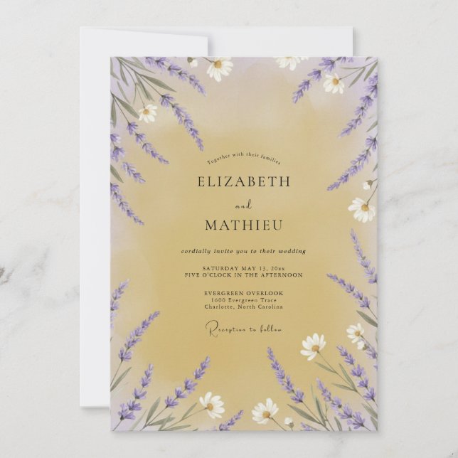 Invitación Boda de flores silvestres Honey Violet (Anverso)
