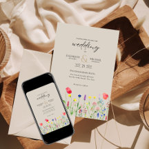 Boda de flores silvestres invita a la impresión fl