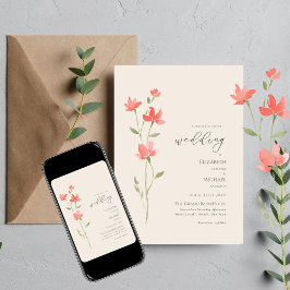 Invitación Boda de flores silvestres invita a la impresión fl