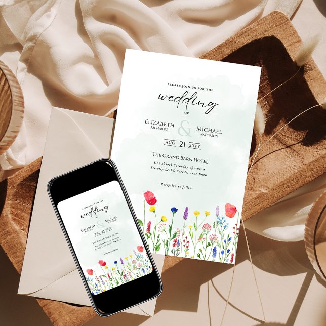 Invitación Boda de flores silvestres invita a la impresión fl (Subido por el creador)