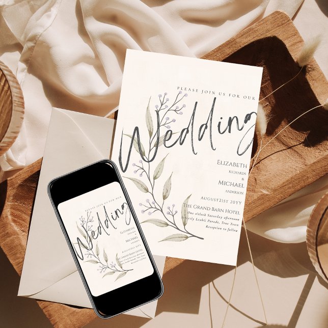 Invitación Boda de flores silvestres invita a la impresión fl (Subido por el creador)