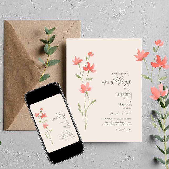 Invitación Boda de flores silvestres invita a la impresión fl (Subido por el creador)