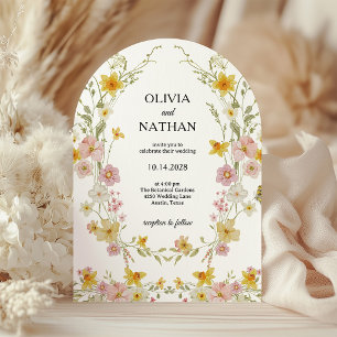 Invitación Boda de flores silvestres   Jardín rosa y amarillo