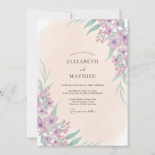 Invitación Boda de flores silvestres lila champán