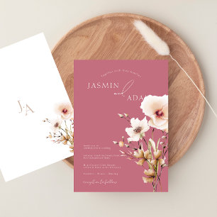 Invitación Boda de flores silvestres magenta caprichosas
