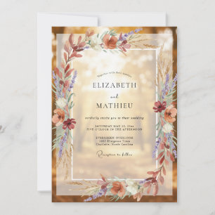 Invitación Boda de flores silvestres malva terracota