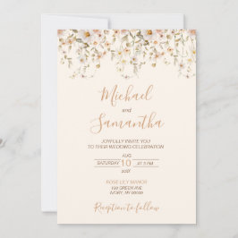 Invitación Boda de flores silvestres marfil y rubor