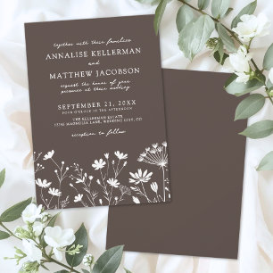 Invitación Boda de flores silvestres marrones