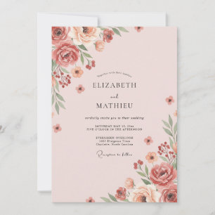 Invitación Boda de flores silvestres melocotón terracota cáli