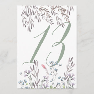 Invitación Boda de flores silvestres Mesa nº 13 de doble cara